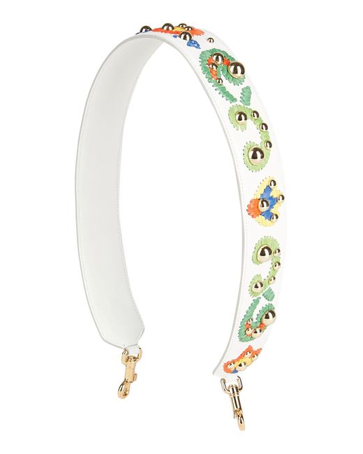 Dolce & Gabbana White Bag Strap Calfskin, Natural Raffia