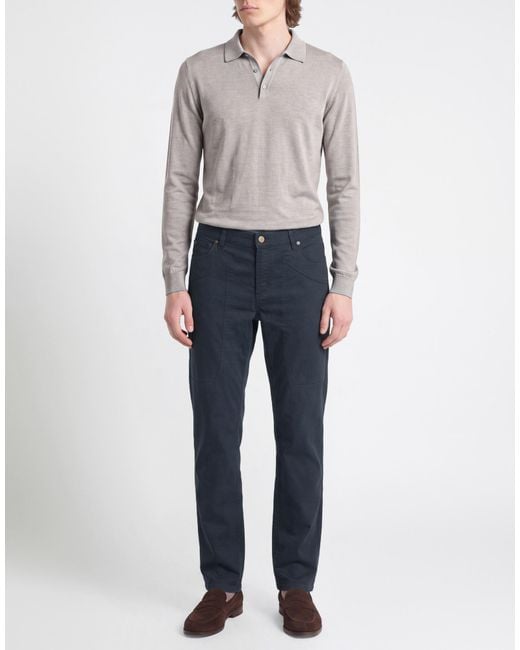 Jeckerson Blue Pants Cotton, Elastane for men