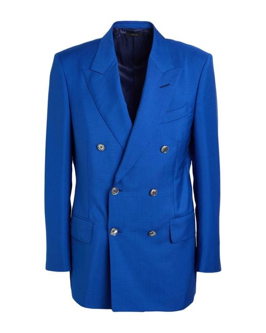 Tom Ford Blue Bright Blazer Mohair Wool, Wool for men