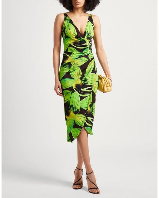 Louisa Ballou Green Midi Dress Viscose, Elastane