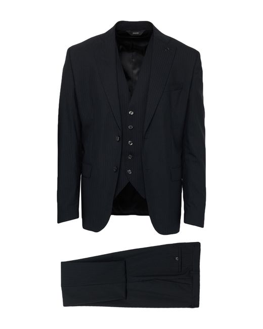 Paoloni Black Suit Virgin Wool for men