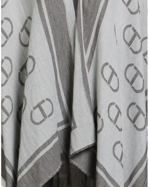 Twinset Gray Light Cape Polyester, Acrylic, Viscose, Wool, Alpaca Wool