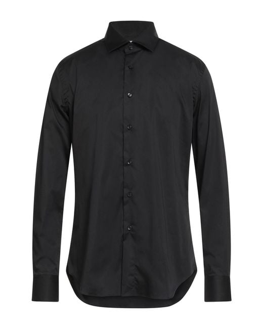Xacus Black Shirt Cotton, Polyamide, Elastane for men