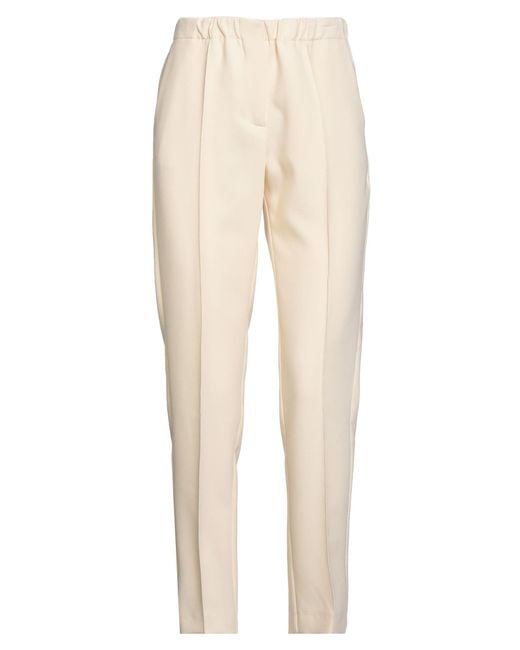 Alysi Natural Ivory Pants Polyester, Viscose, Elastane