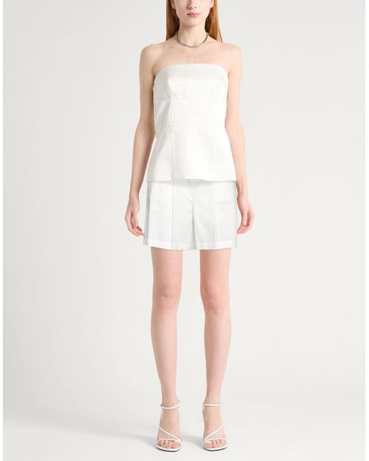 Caractere White Shorts & Bermuda Shorts Viscose, Polyamide