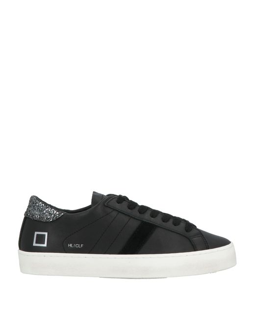 Date Black Sneakers Calfskin, Textile Fibers