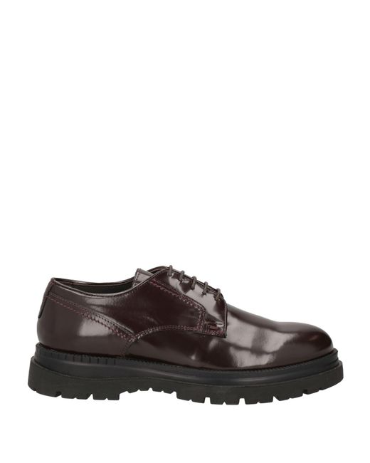 MANIFATTURE ETRUSCHE Brown Burgundy Lace-Up Shoes Leather for men