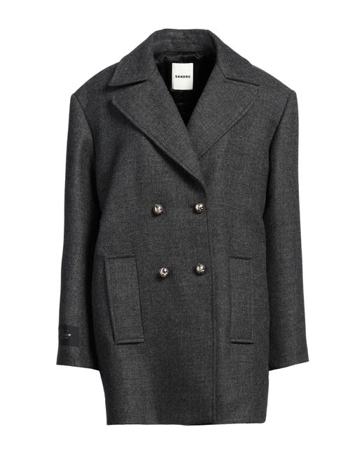 Sandro Black Coat Virgin Wool