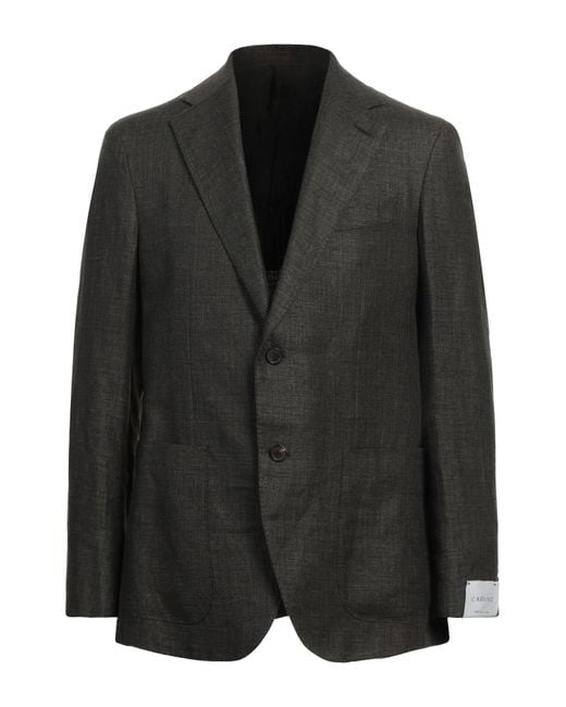 Caruso Black Blazer Linen, Wool for men