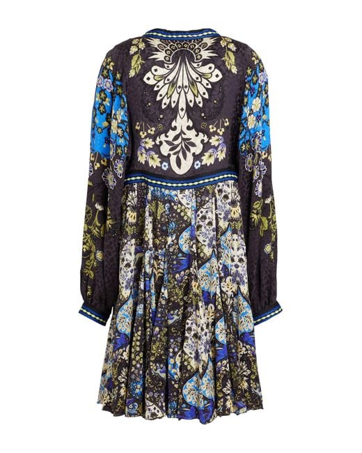 Etro Blue Floral Silk Tunic Dress