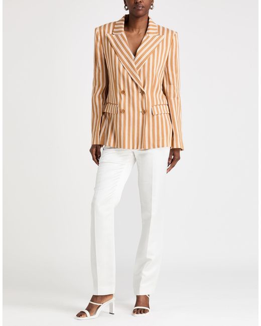 Alberta Ferretti Natural Camel Blazer Linen, Viscose