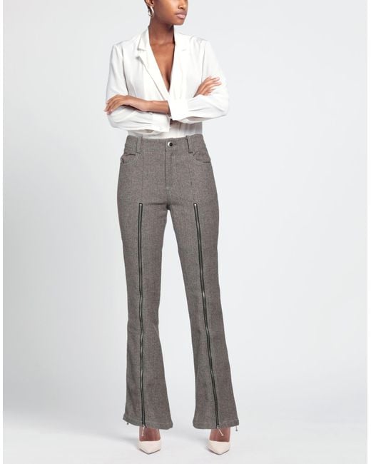 ANDERSSON BELL Gray Khaki Pants Wool, Nylon