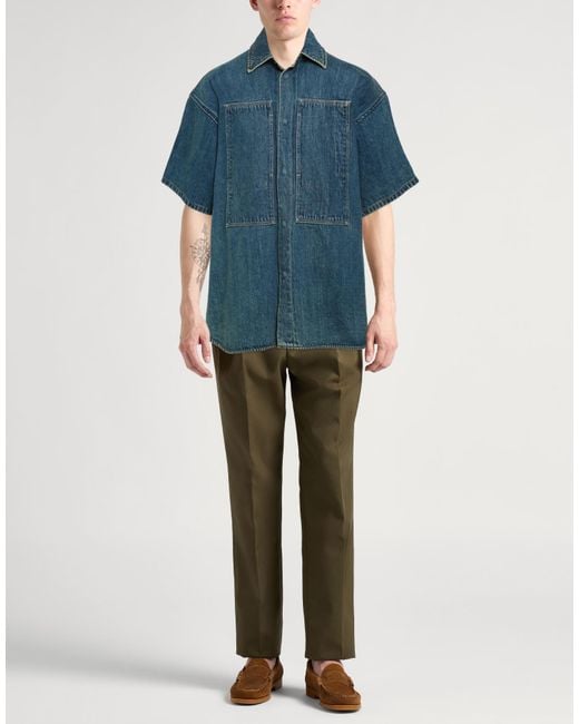 Jil Sander Blue Denim Shirt Cotton, Ovine Leather for men