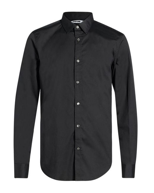 Grifoni Black Shirt Cotton, Polyamide, Elastane for men