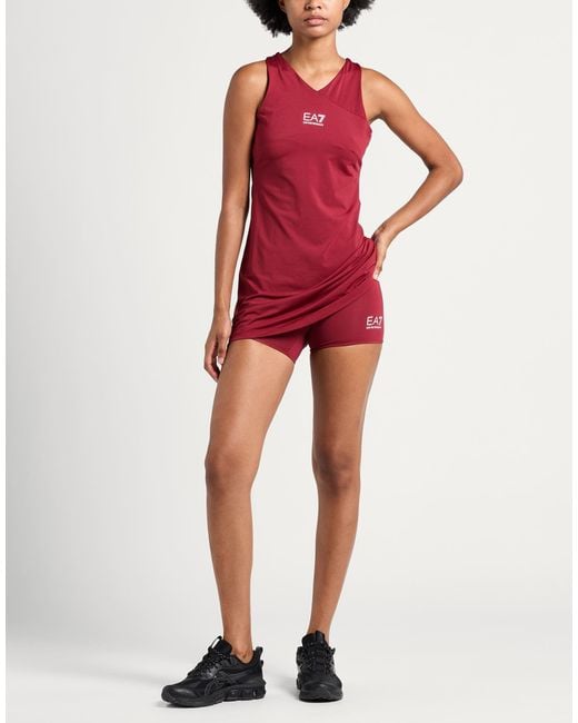 EA7 Red Mini Dress Polyester, Elastane