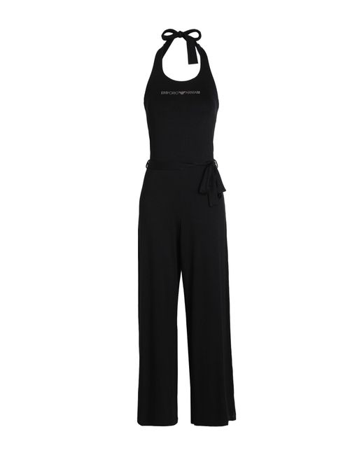 Emporio Armani Black Ladies Knit Jumpsuit Cover-Up Viscose, Elastane