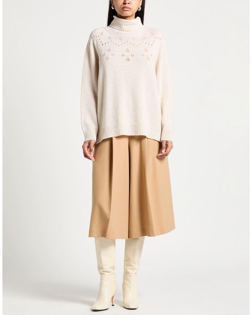 Twinset White Turtleneck Wool, Cashmere, Polyester