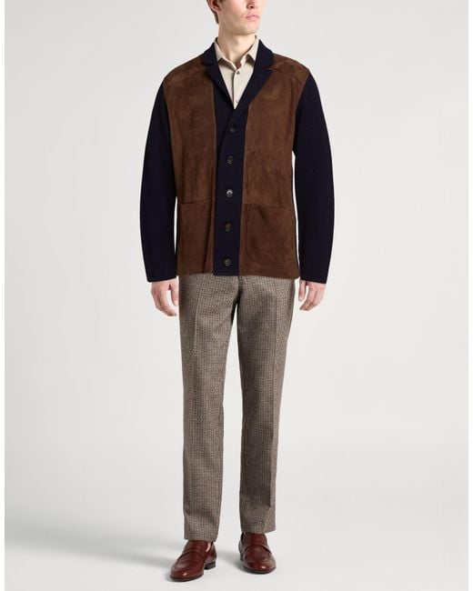 Paul & Shark Brown Blazer Wool, Goat Skin for men