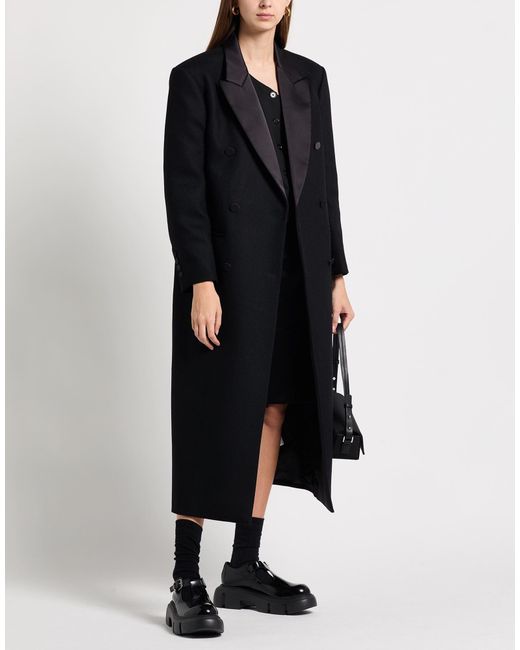 Sandro Black Coat Wool, Polyamide, Polyester, Acrylic, Elastane