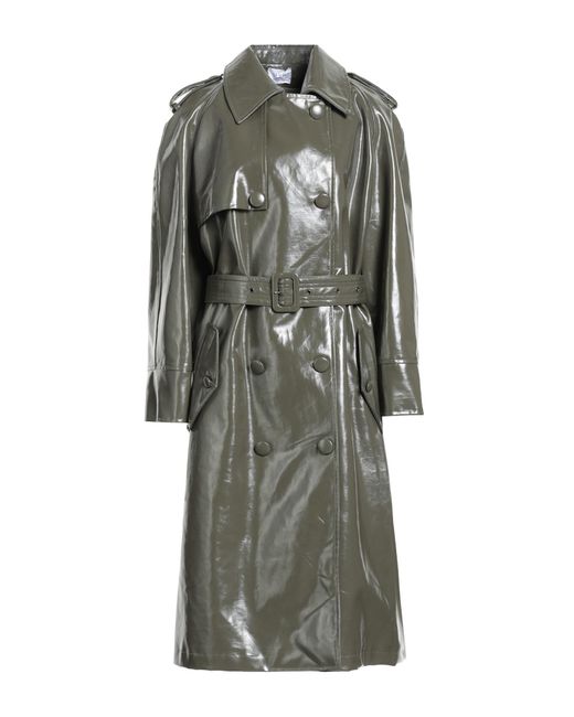 MVP WARDROBE Gray Military Overcoat & Trench Coat Cotton, Polyurethane, Polyester