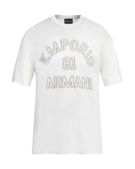 Emporio Armani White T-Shirt Lyocell, Cotton for men