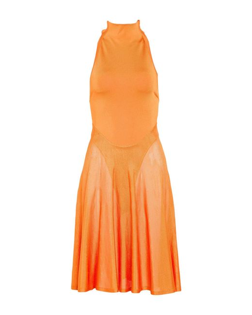 Alaïa Orange Mini Dress Viscose, Polyamide, Polyurethane