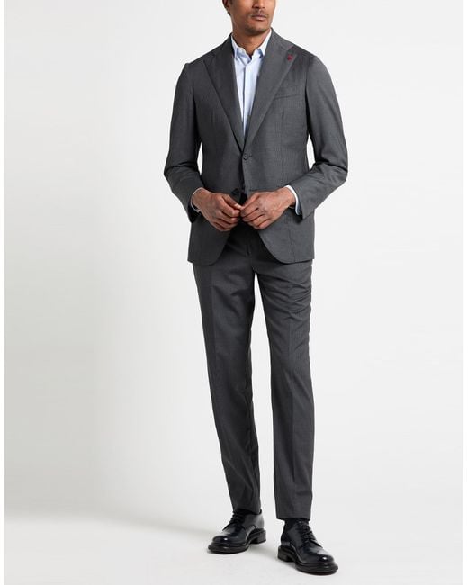 Isaia Black Suit Wool for men