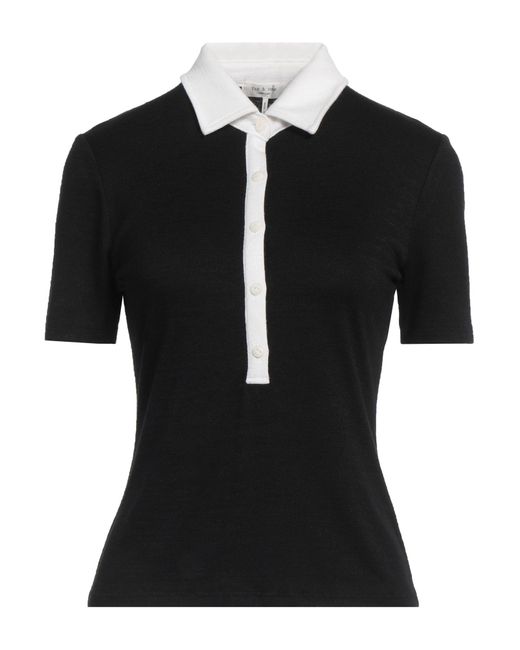 Rag & Bone Black Polo Shirt Rayon, Polyester, Elastane