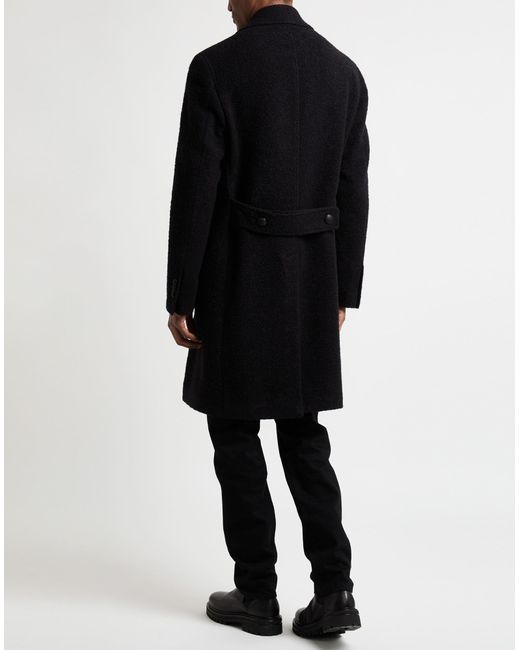 Tagliatore Black Coat Virgin Wool, Polyamide, Cashmere for men