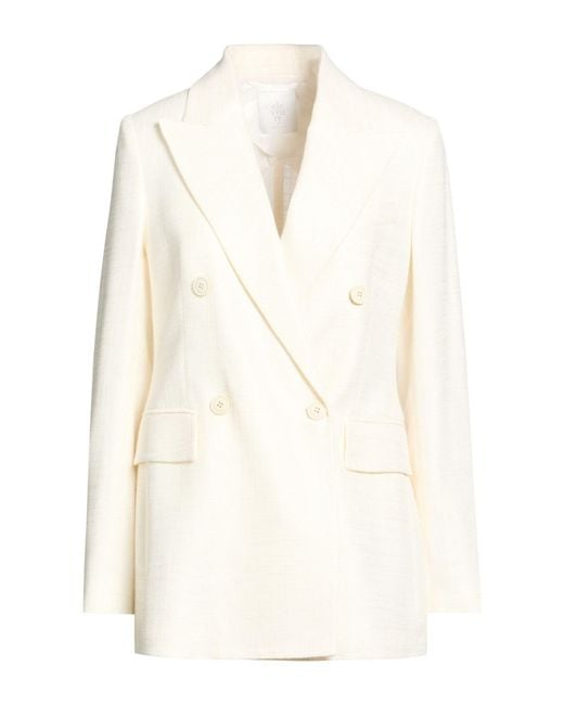 Eleventy White Cream Blazer Viscose, Wool, Linen