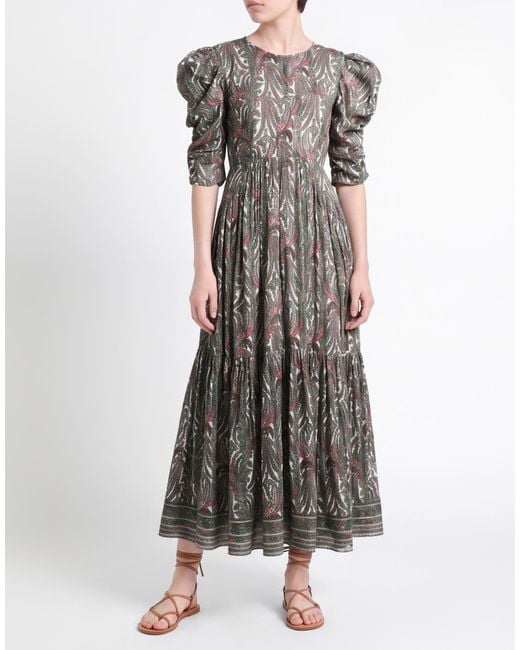 Isabel Marant Gray Dark Maxi Dress Cotton, Silk