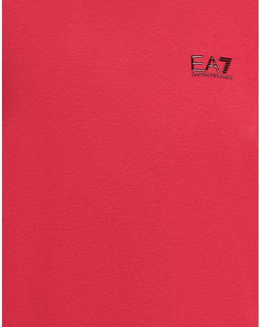 EA7 Red T-Shirt Cotton, Elastane for men