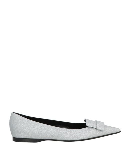 Sergio Rossi White Ballet Flats Textile Fibers