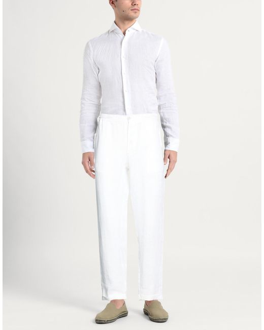 Alpha Studio White Pants Linen for men