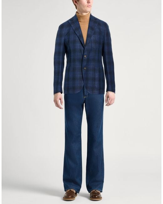 Eleventy Blue Blazer Linen, Wool, Silk, Elastane for men