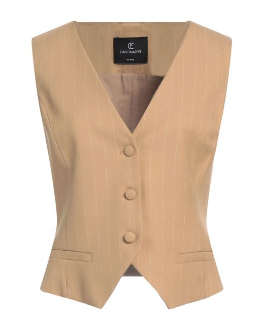 Cristinaeffe Natural Tailored Vest Polyester, Viscose, Elastane