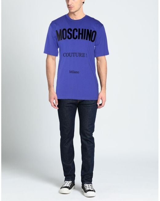 Moschino Blue Couture Gloss Logo T-Shirt for men