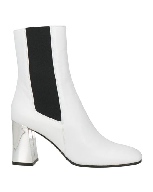 Sergio Rossi White Ankle Boots Soft Leather
