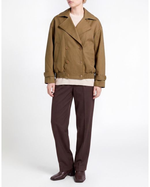 Sandro Green Sand Coat Cotton