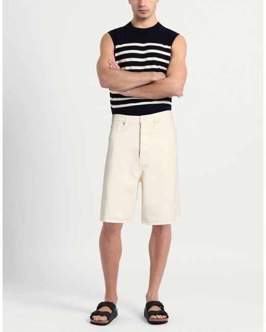 Drole de Monsieur Natural Ivory Denim Shorts Cotton for men