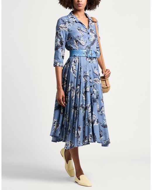 Samantha Sung Blue Midi Dress Cotton