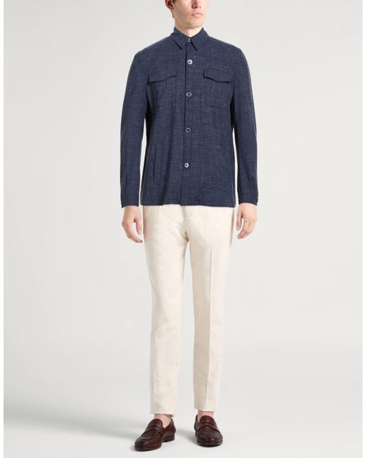 Tombolini Blue Jacket Wool, Silk, Linen, Elastane for men