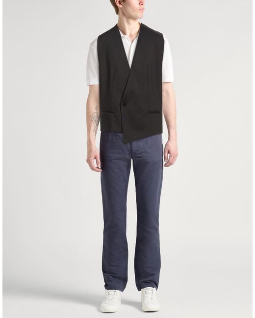Emporio Armani Black Tailored Vest Virgin Wool for men