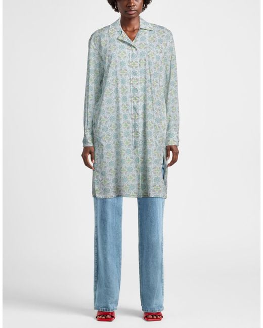 Fedeli Blue Midi Dress Cotton, Elastane