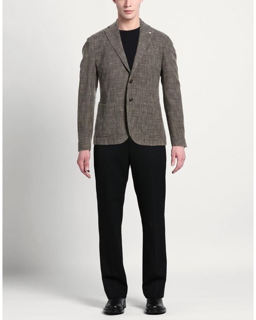 L.b.m. 1911 Gray Blazer Cotton, Silk for men