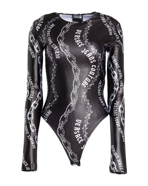 Versace Jeans Couture Black Bodysuit Polyester, Elastane