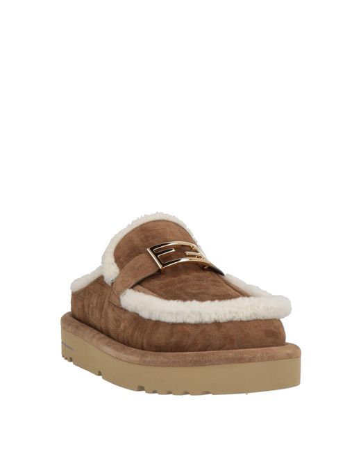 Fendi Brown Light Mules & Clogs Leather