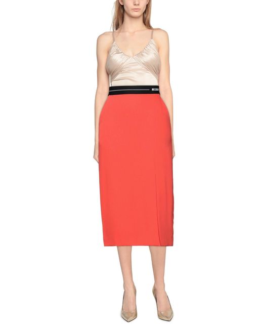 MSGM Red Midi Skirt
