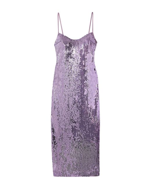 Galvan Purple Berlin Open-back Sequined Tulle Midi Dress