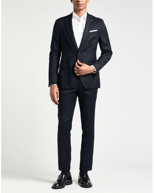 Paoloni Blue Midnight Suit Virgin Wool for men